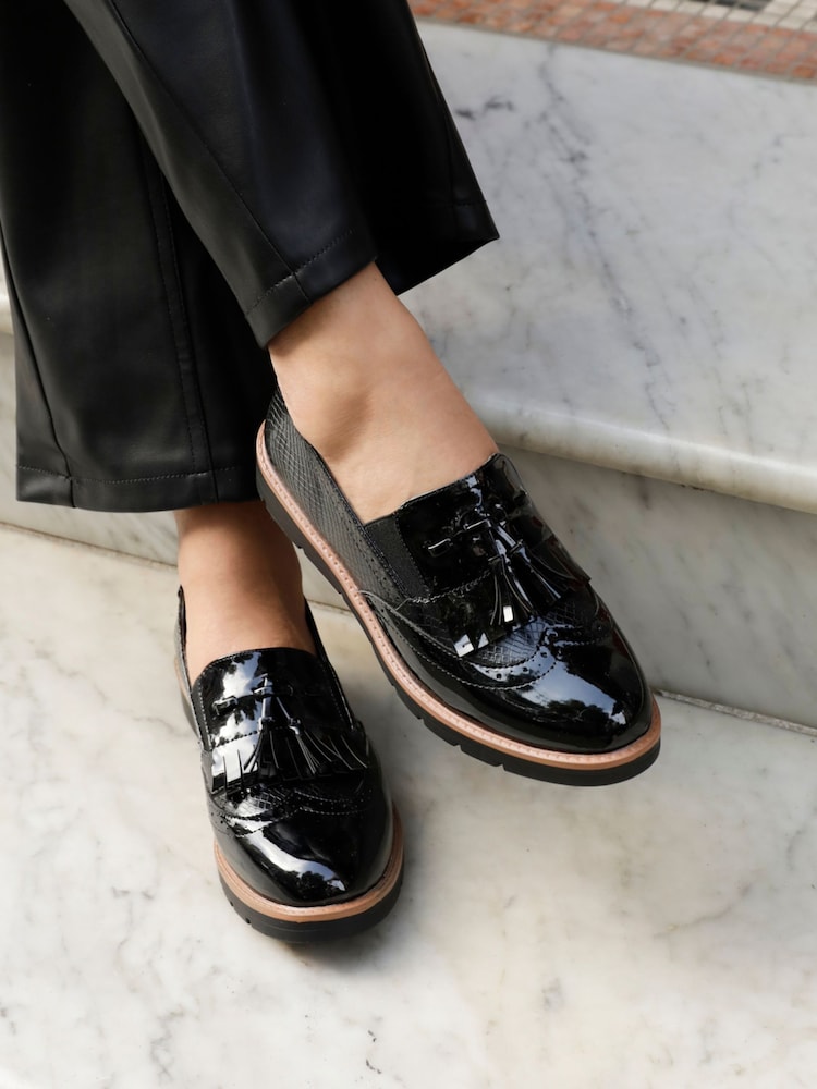 Linzi Black Bowen Patent Classic Slip On Loafers - Image 1 of 6
