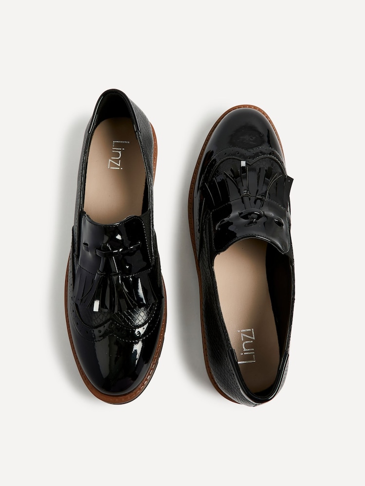 Linzi Black Bowen Patent Classic Slip On Loafers - Image 5 of 6