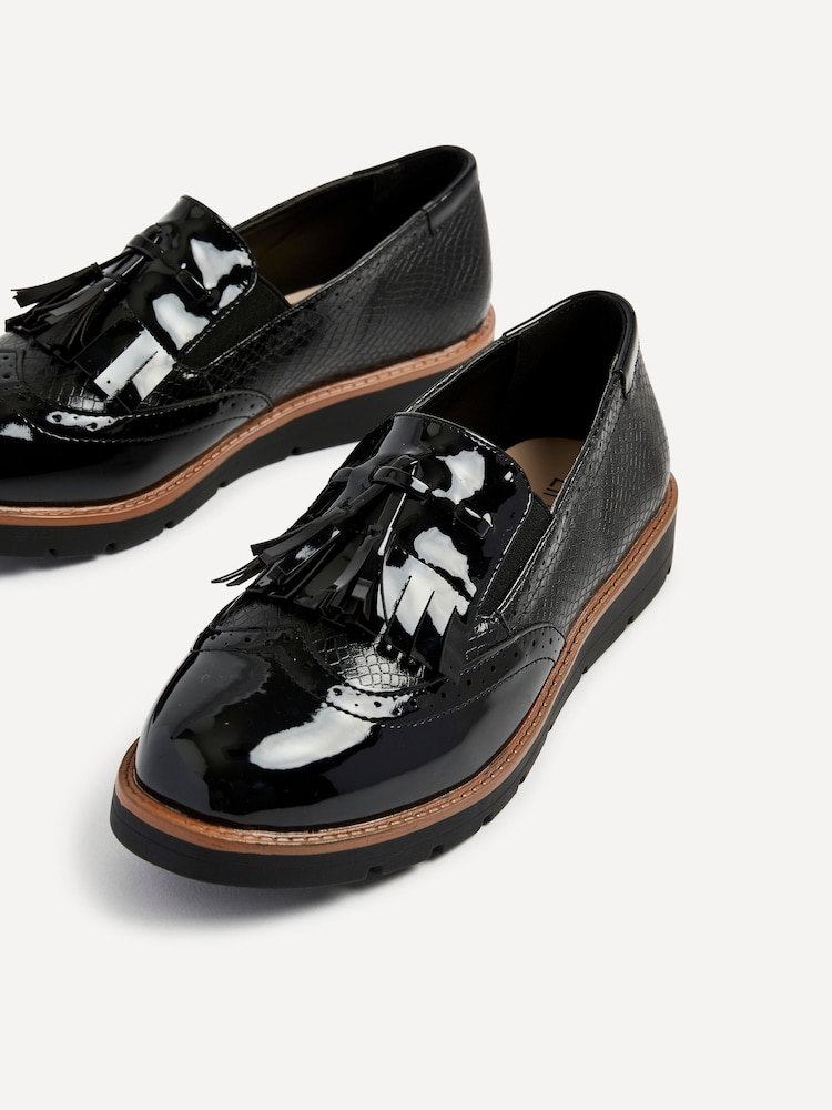 Linzi Black Bowen Patent Classic Slip On Loafers - Image 6 of 6