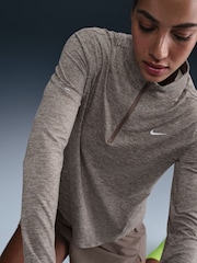 Nike Brown Swift Dri-FIT UV 1/2-Zip Running Top - Image 4 of 6