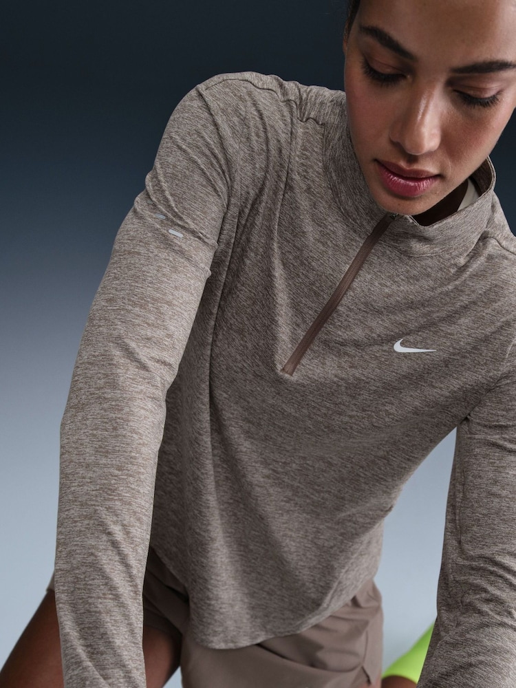Nike Brown Swift Dri-FIT UV 1/2-Zip Running Top - Image 4 of 6