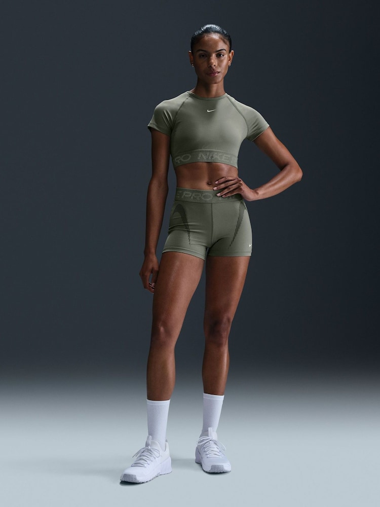 Nike Light Army Pro Dri-FIT Cropped Graphic Short Sleeve Top - Image 1 of 6