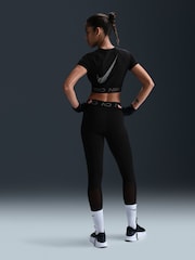Nike Black Pro Dri-FIT Cropped Graphic Short Sleeve Top - Image 2 of 5