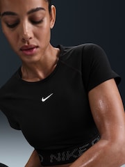 Nike Black Pro Dri-FIT Cropped Graphic Short Sleeve Top - Image 3 of 5