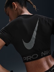 Nike Black Pro Dri-FIT Cropped Graphic Short Sleeve Top - Image 4 of 5