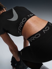 Nike Black Pro Dri-FIT Cropped Graphic Short Sleeve Top - Image 5 of 5