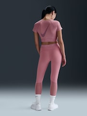 Nike Elemental Pink Pro Dri-FIT Cropped Graphic Short Sleeve Top - Image 3 of 6