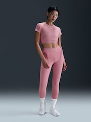 Nike Elemental Pink Pro Dri-FIT Cropped Graphic Short Sleeve Top - Image 4 of 6