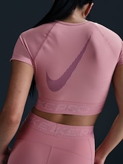 Nike Elemental Pink Pro Dri-FIT Cropped Graphic Short Sleeve Top - Image 5 of 6