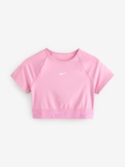 Nike Elemental Pink Pro Dri-FIT Cropped Graphic Short Sleeve Top - Image 6 of 6