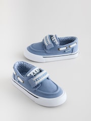 Bleu - Chaussures bateau Baker by Ted Baker garçon en toile - Image 1 of 5