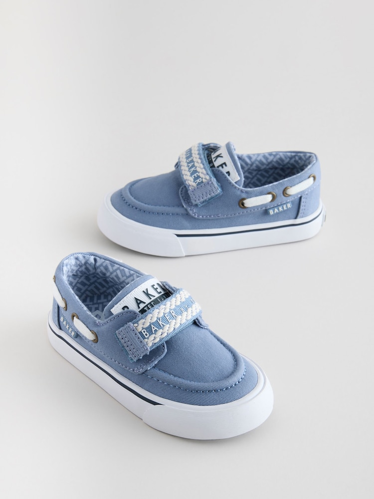 Bleu - Chaussures bateau Baker by Ted Baker garçon en toile - Image 1 of 5