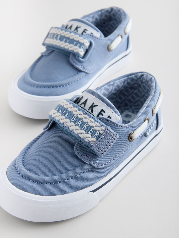 Bleu - Chaussures bateau Baker by Ted Baker garçon en toile - Image 2 of 5