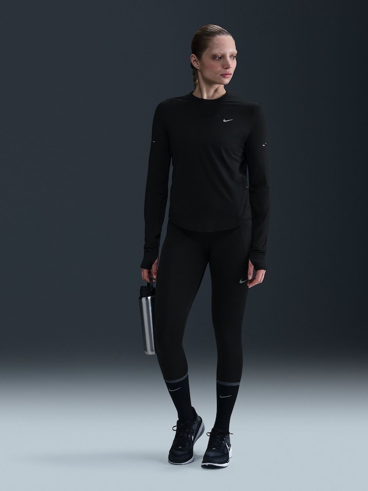 Nike Black Swift DriFIT UV Long Sleeve Crew Neck Running Top - Image 1 of 11