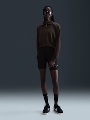 Nike Velvet Brown Sportswear Phoenix Plush Oversized Quarter-Zip Crop Cozy Fleece Sweatshirt - Image 1 of 6