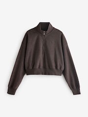 Nike Velvet Brown Sportswear Phoenix Plush Oversized Quarter-Zip Crop Cozy Fleece Sweatshirt - Image 6 of 6