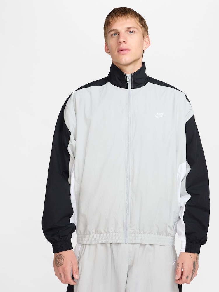 Nike Black Oversized Club Woven Track Jacket - Image 1 of 6
