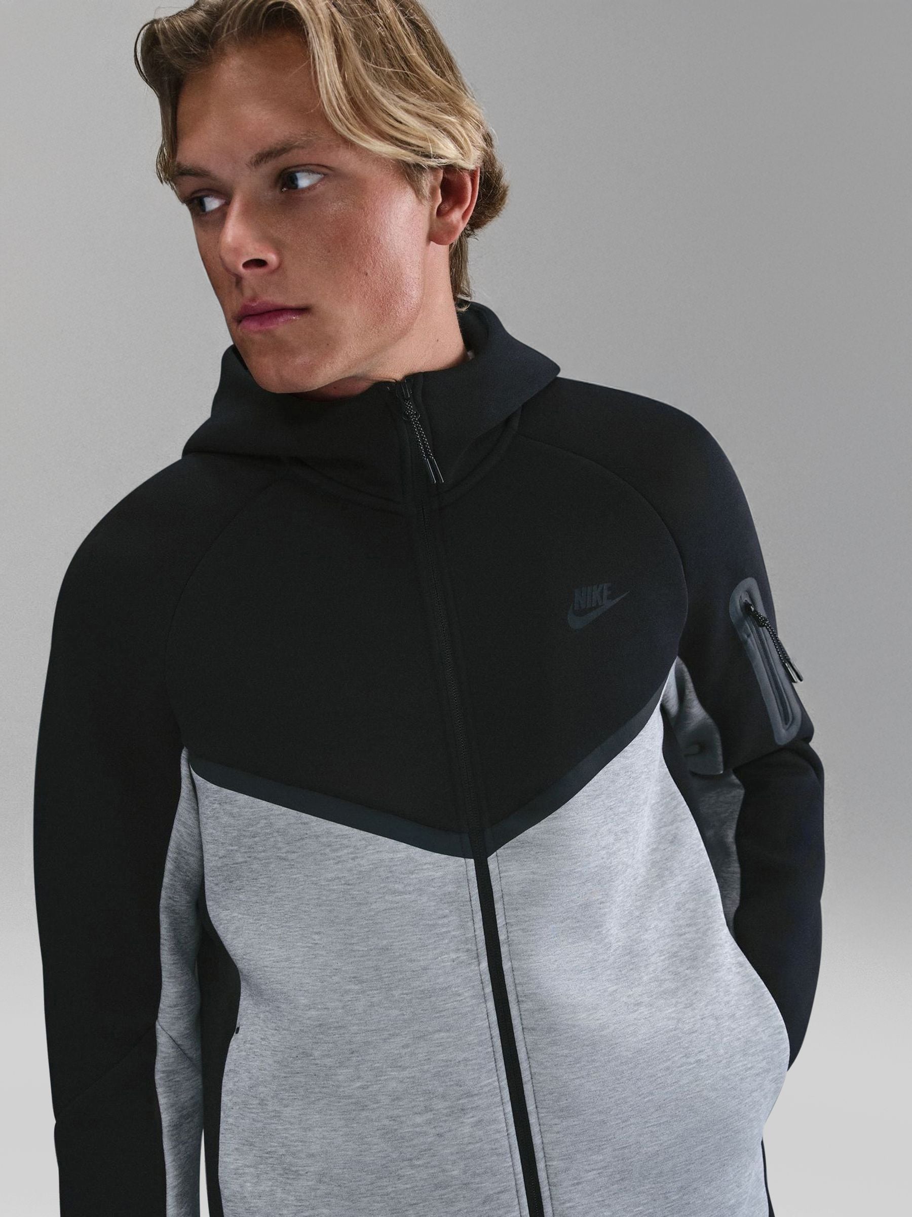 Buy Nike Black/Grey Tech Fleece Zip Through Hoodie from Next Romania