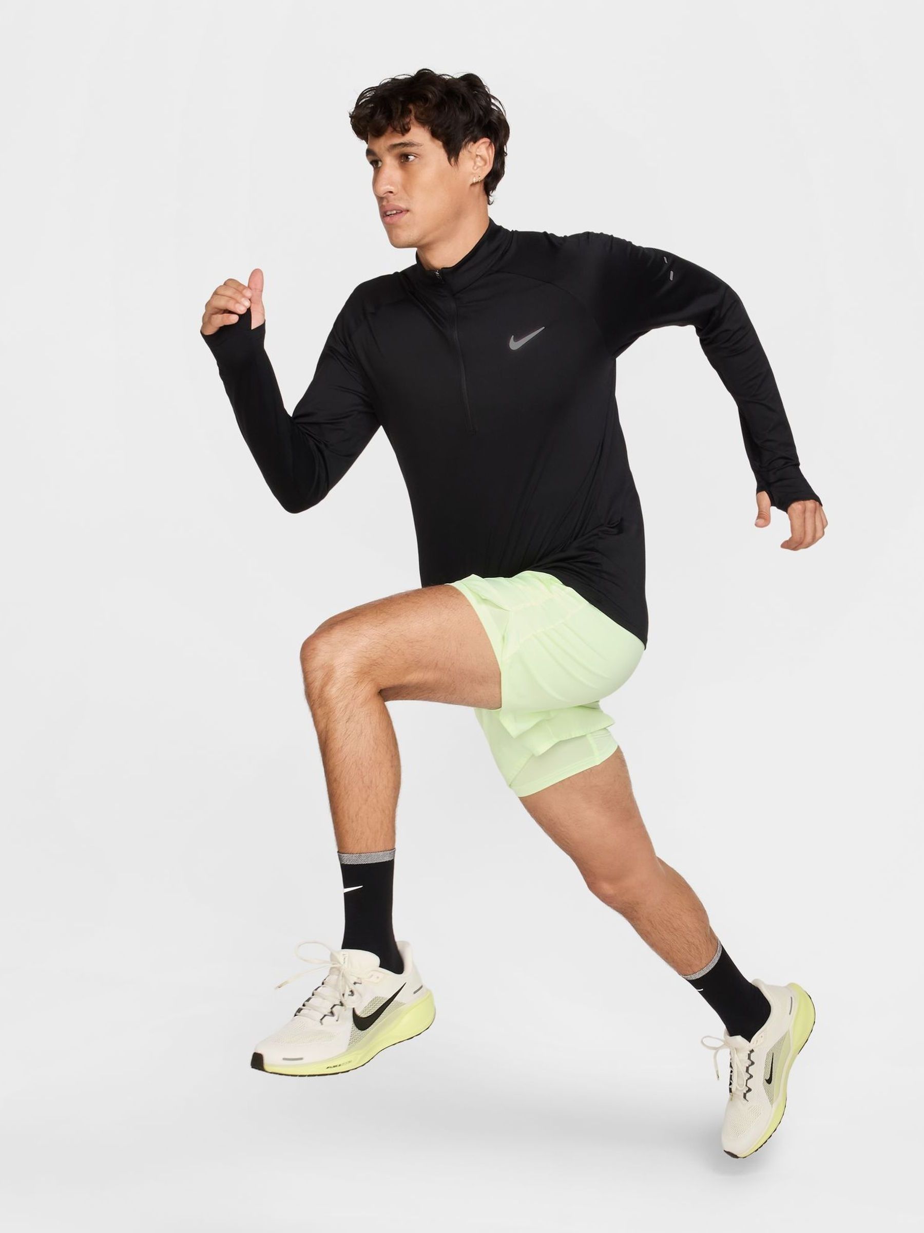 Buy Nike Black Dri-FIT Stride Half Zip Midlayer Running Top from