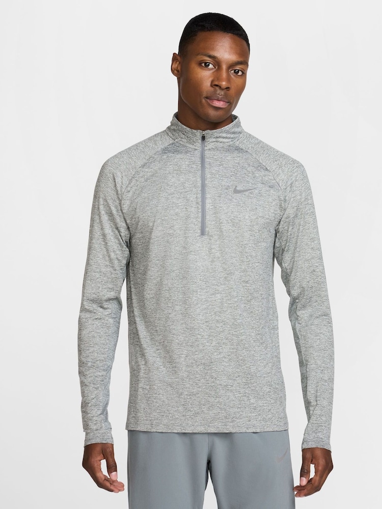 Nike Smoke Grey Dri-FIT Stride Half Zip Midlayer Running Top - Image 1 of 11