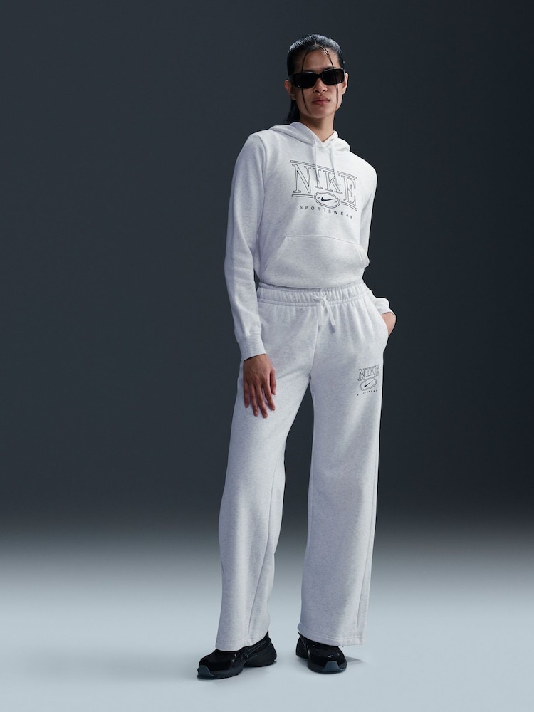 Nike Birch Heather White Sportwear Club Fleece Graphic Hoodie - Image 1 of 12