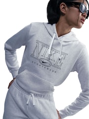 Nike Birch Heather White Sportwear Club Fleece Graphic Hoodie - Image 5 of 12