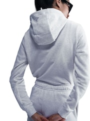 Nike Birch Heather White Sportwear Club Fleece Graphic Hoodie - Image 7 of 12