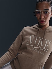 Nike Mink Brown Sportwear Club Fleece Graphic Hoodie - Image 3 of 6