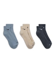 Nike Blue & Beige Everyday Plus Cushioned Training Ankle Socks 3 Pack - Image 2 of 4