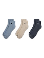 Nike Blue & Beige Everyday Plus Cushioned Training Ankle Socks 3 Pack - Image 3 of 4