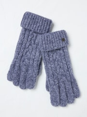 FatFace Blue Cable Knit Gloves - Image 1 of 2