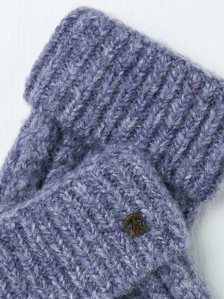 FatFace Blue Cable Knit Gloves - Image 2 of 2 FatFace Blue Cable Knit Gloves - Image 2 of 2