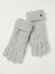 FatFace Grey Cable Knit Gloves - Image 1 of 2
