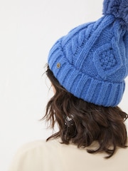 FatFace Blue Billie Cable Bobble Hat - Image 2 of 4