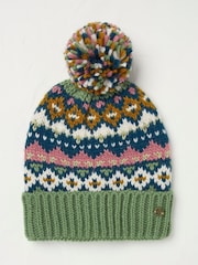 FatFace Green Haze Fairisle Pattern Bobble Hat - Image 1 of 2