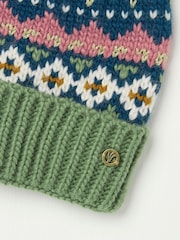 FatFace Green Haze Fairisle Pattern Bobble Hat - Image 2 of 2
