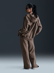 Nike Brown Phoenix Fleece High Waisted Wide Leg Joggers - Image 4 of 5