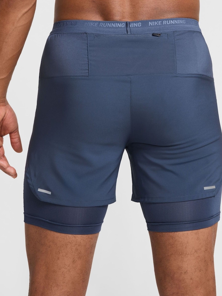 Nike Thunder Blue Dri-Fit Stride 5 Inch 2-in-1 Running Shorts - Image 2 of 5