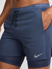 Nike Thunder Blue Dri-Fit Stride 5 Inch 2-in-1 Running Shorts - Image 4 of 5