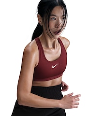 Nike Dark Team Red Medium Swoosh Support Padded Sports Bra - Image 8 of 10