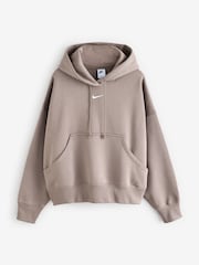 Nike Brown Oversized Phoenix Fleece Over Mini Swoosh Pullover Hoodie - Image 2 of 2