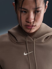 Nike Mink Brown Oversized Sportswear Phoenix Fleece Mini Swoosh Pullover Hoodie - Image 3 of 6