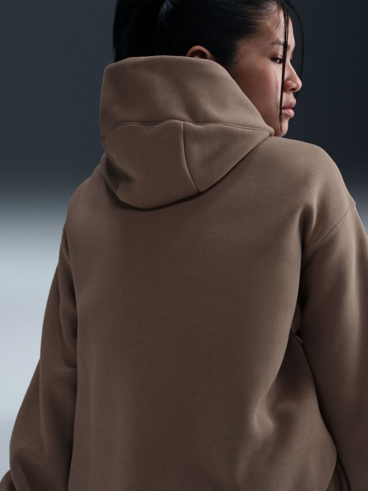 Nike Mink Brown Oversized Sportswear Phoenix Fleece Mini Swoosh Pullover Hoodie - Image 5 of 6