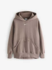 Nike Mink Brown Oversized Sportswear Phoenix Fleece Mini Swoosh Pullover Hoodie - Image 6 of 6