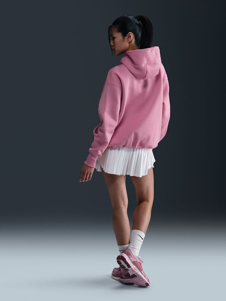Nike Pink Oversized Sportswear Phoenix Fleece Mini Swoosh Pullover Hoodie - Image 3 of 6