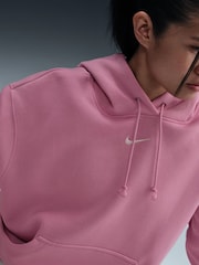 Nike Pink Oversized Sportswear Phoenix Fleece Mini Swoosh Pullover Hoodie - Image 5 of 6