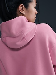 Nike Pink Oversized Sportswear Phoenix Fleece Mini Swoosh Pullover Hoodie - Image 6 of 6