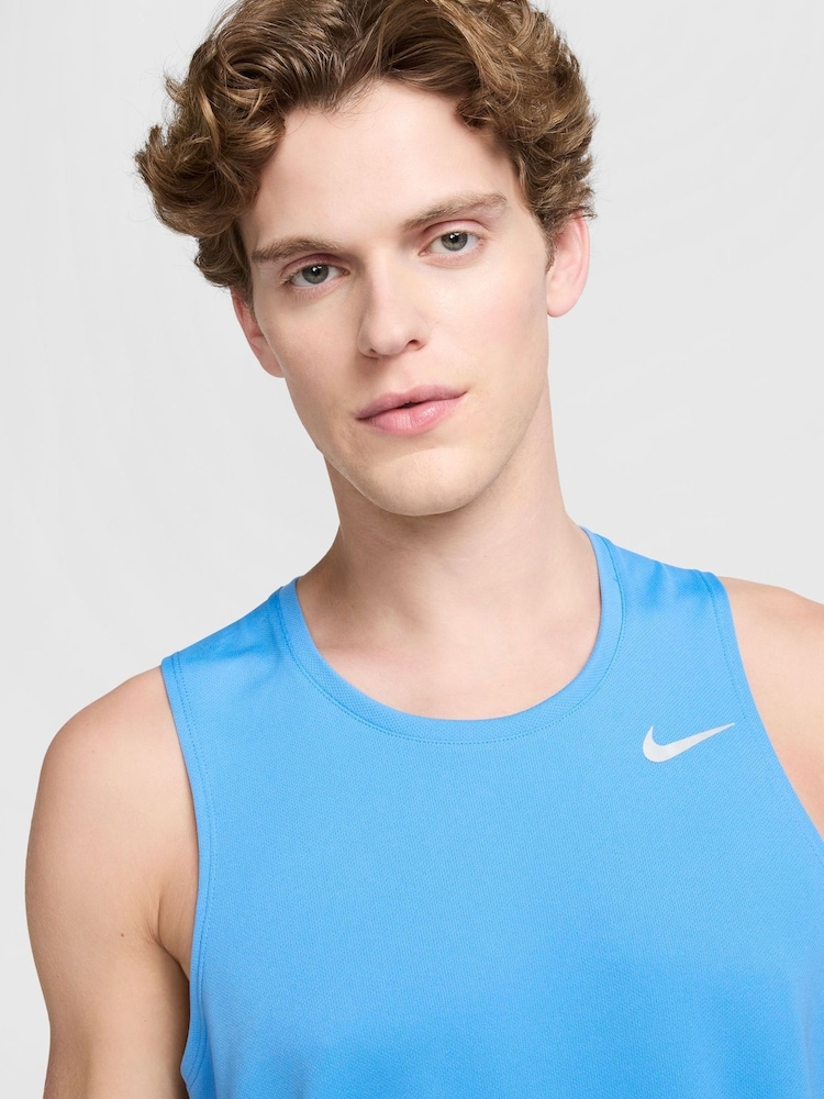 Nike University Blue Dri-FIT Miler Running Vest Top - Image 3 of 6