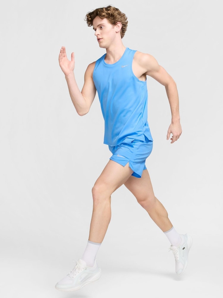 Nike University Blue Dri-FIT Miler Running Vest Top - Image 4 of 6