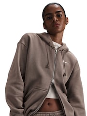 Nike Taupe Oversized Mini Phoenix Fleece Swoosh Full Zip Hoodie - Image 3 of 5